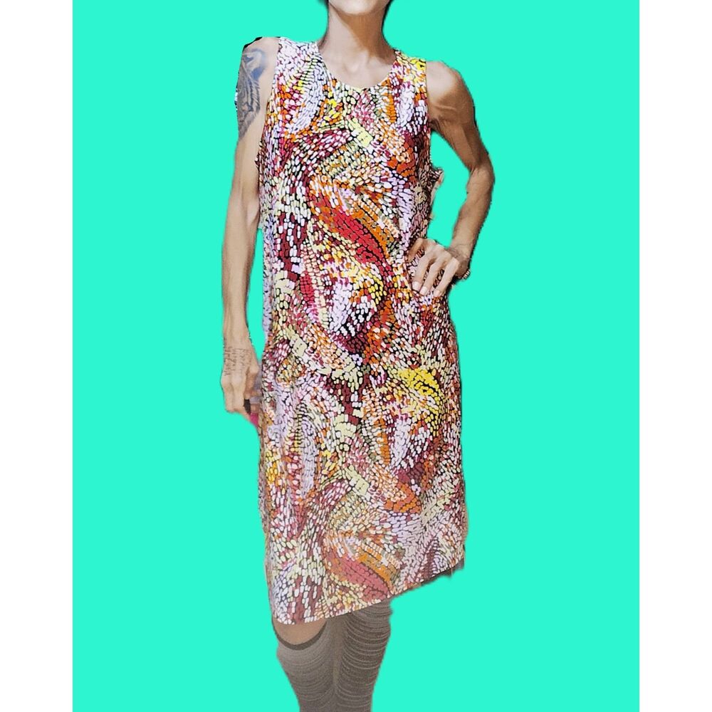 Nine West ~ Colorful Dot Print ~ Stretchy Sleeveless Midi Dress ~ Size 16